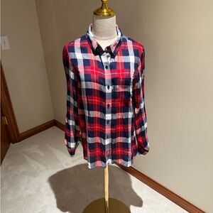Tommy Hilfiger Red and Navy Plaid Shirt